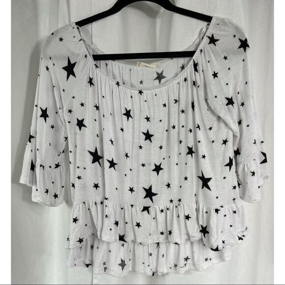 50% OFF Ducts Star Top Half Sleeve Scoop Neck Peplum Frill - Picture 1 of 5